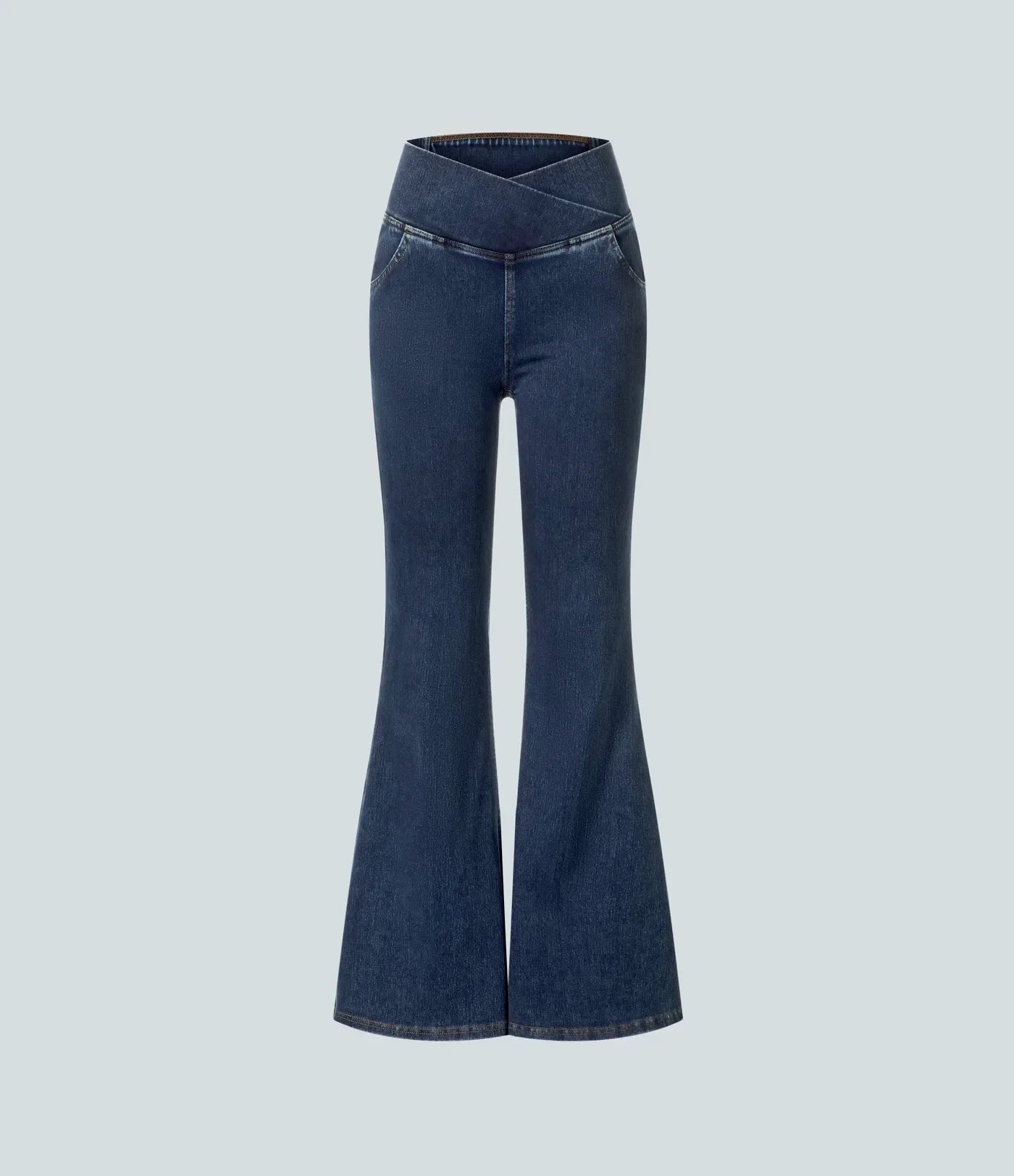 SF Flex™ High Waisted Crossover Pocket Washed Casual Jeans