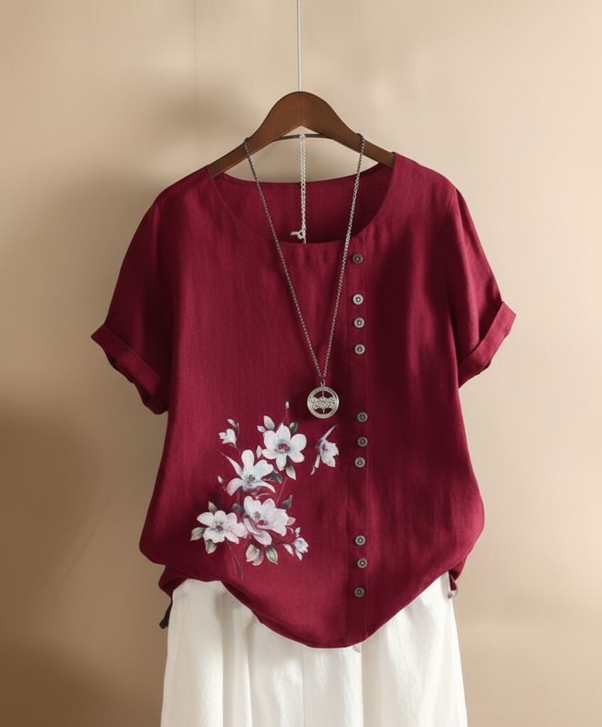 Gemma | Floral Detail T-Shirt
