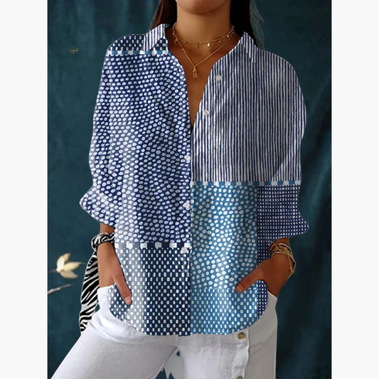 Fiora | Ocean Patchwork Blouse
