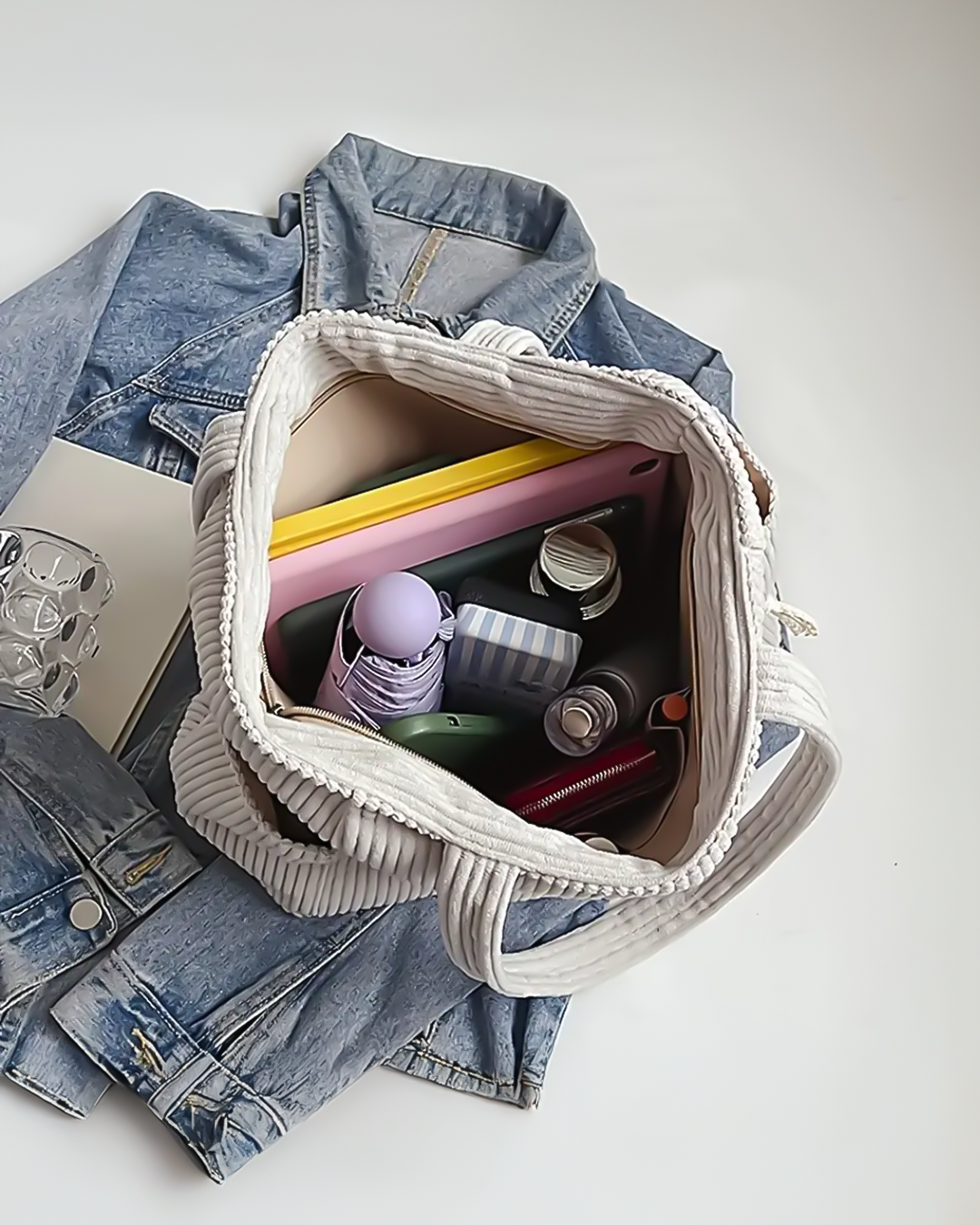 TILDA | RIBBED TOTE BAG WITH CORD DETAIL