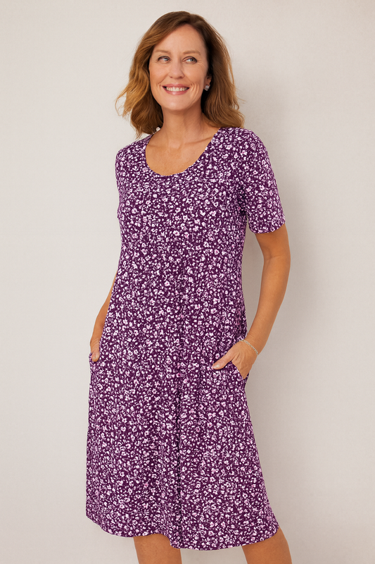 Leanne | Effortless Floral Midi Dress - Covers Upper Arms & Tummy