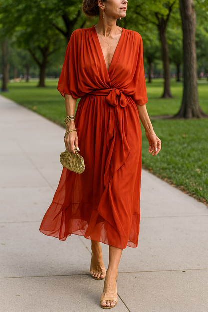 Monica™ | Chiffon V-neck Dress