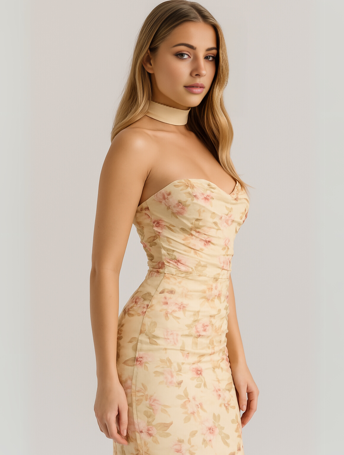 AUREN™ | Elegant Strapless Choker Dress