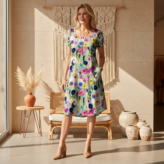 Priya - Watercolor Bloom Dress